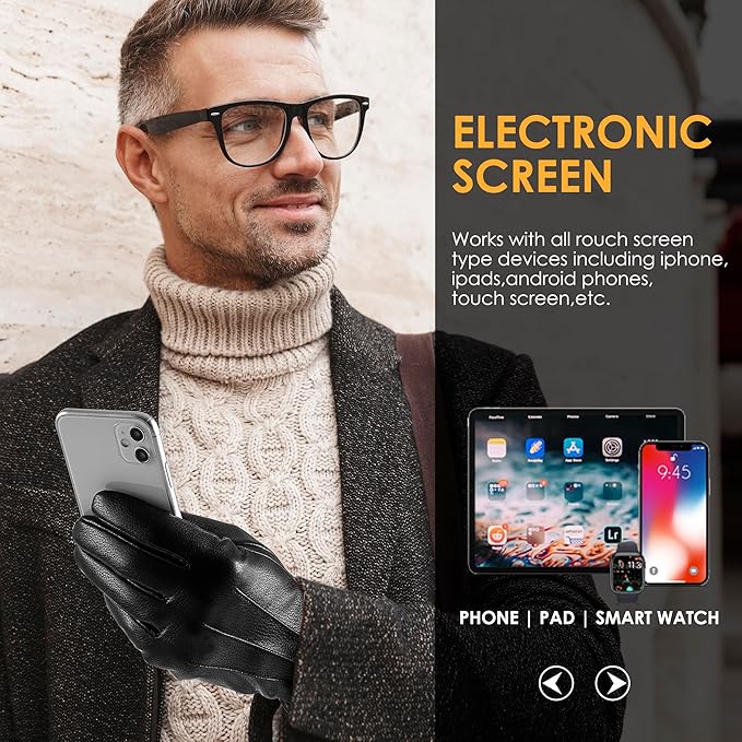 Gants d'hiver pour homme tactiles