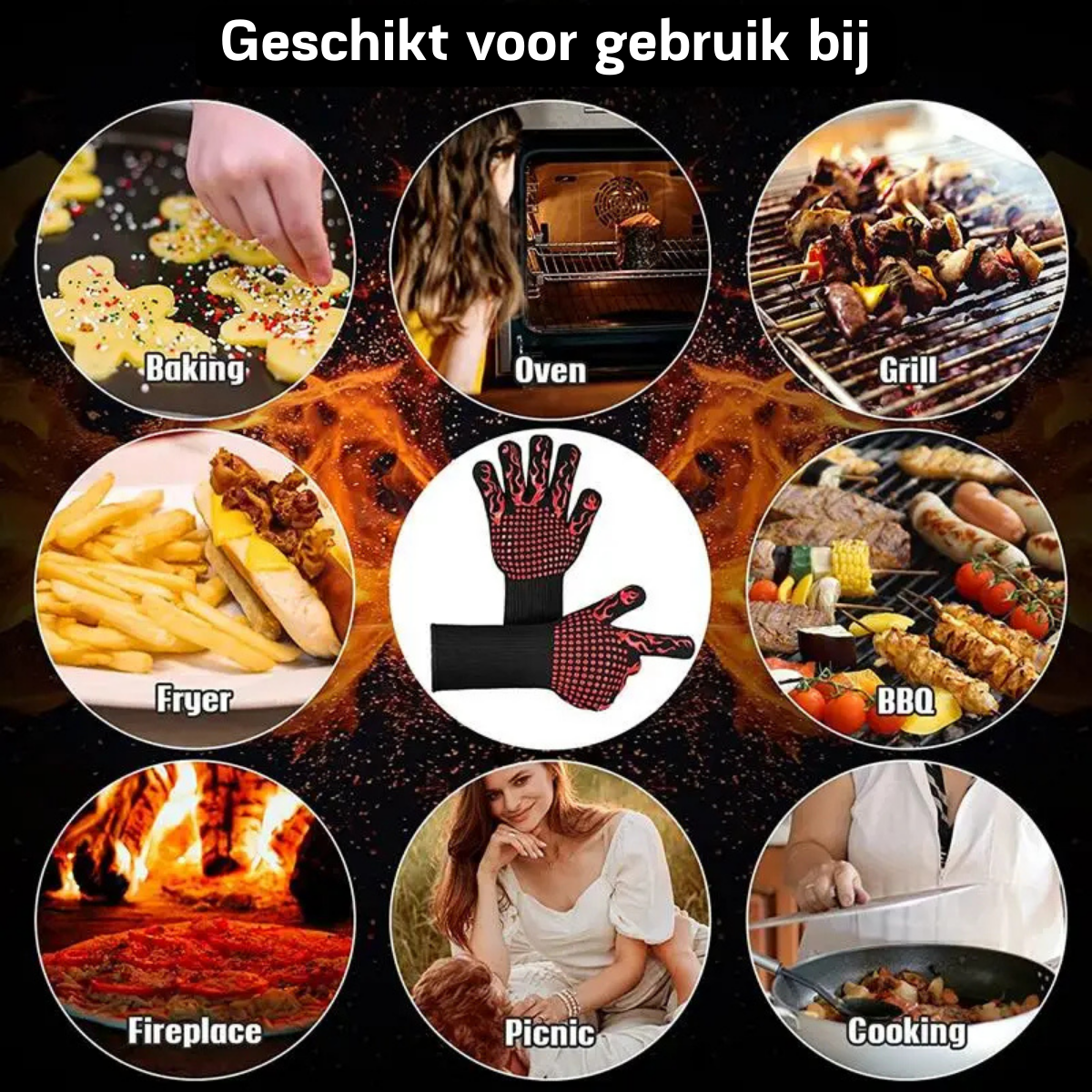 Gants de grillade résistants jusqu'à 800 °C