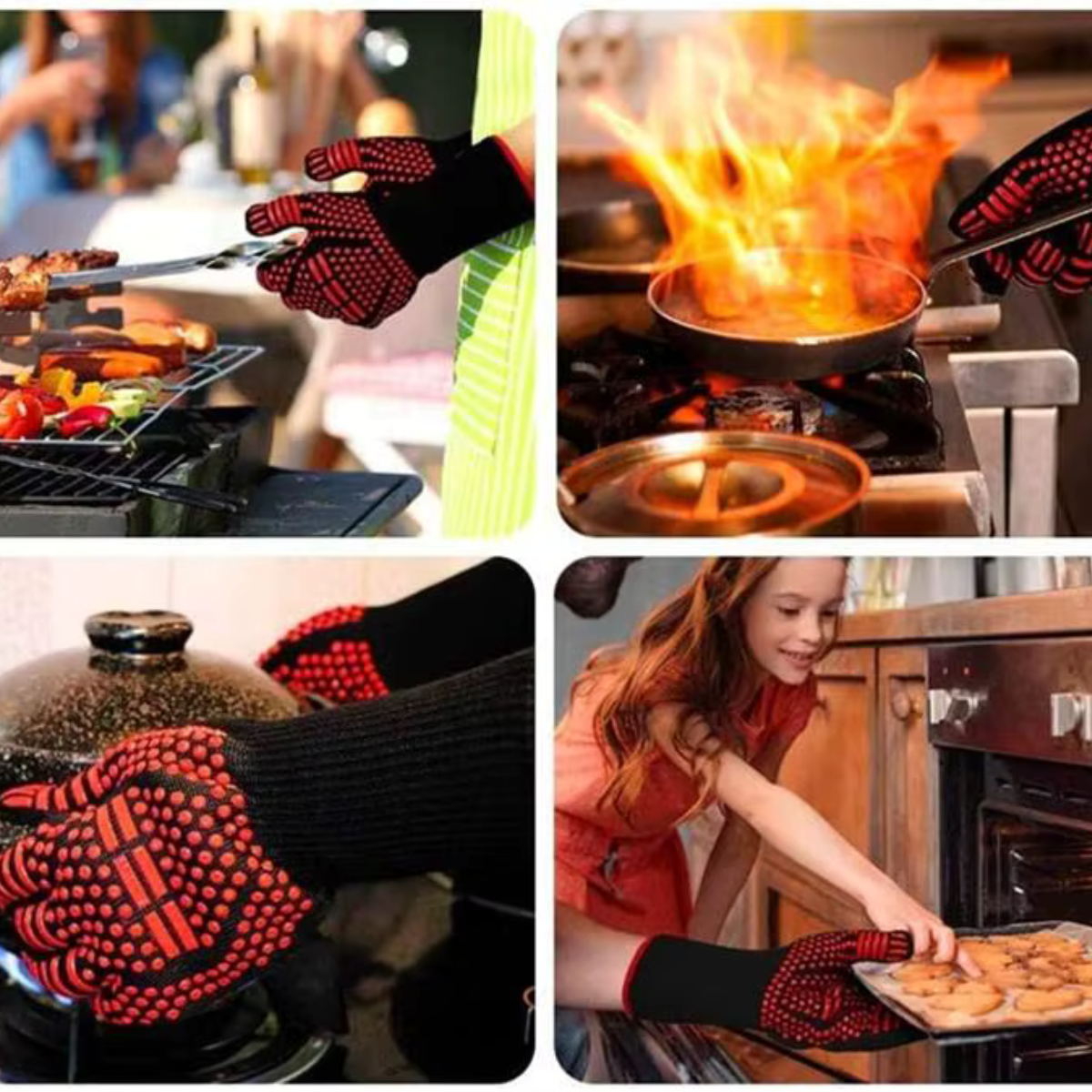 Gants de grillade résistants jusqu'à 800 °C