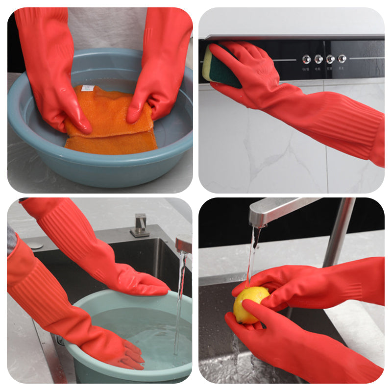 Gants de vaisselle en latex extra-longs et épais doublés de polaire