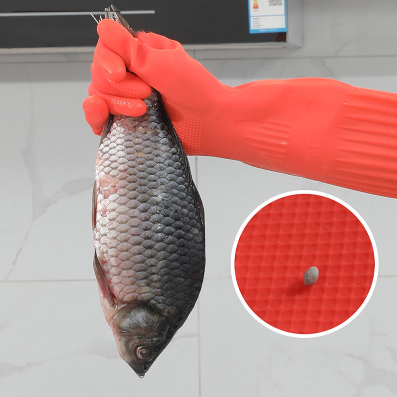 Gants de vaisselle en latex extra-longs et épais doublés de polaire