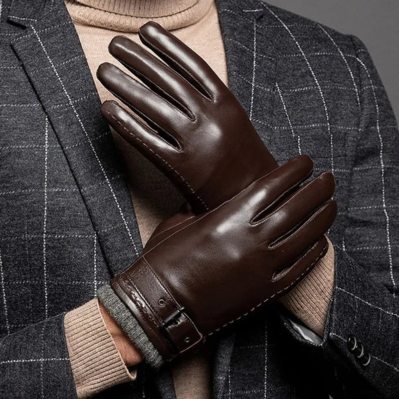 Gants en cuir pour homme avec doublure en cachemire