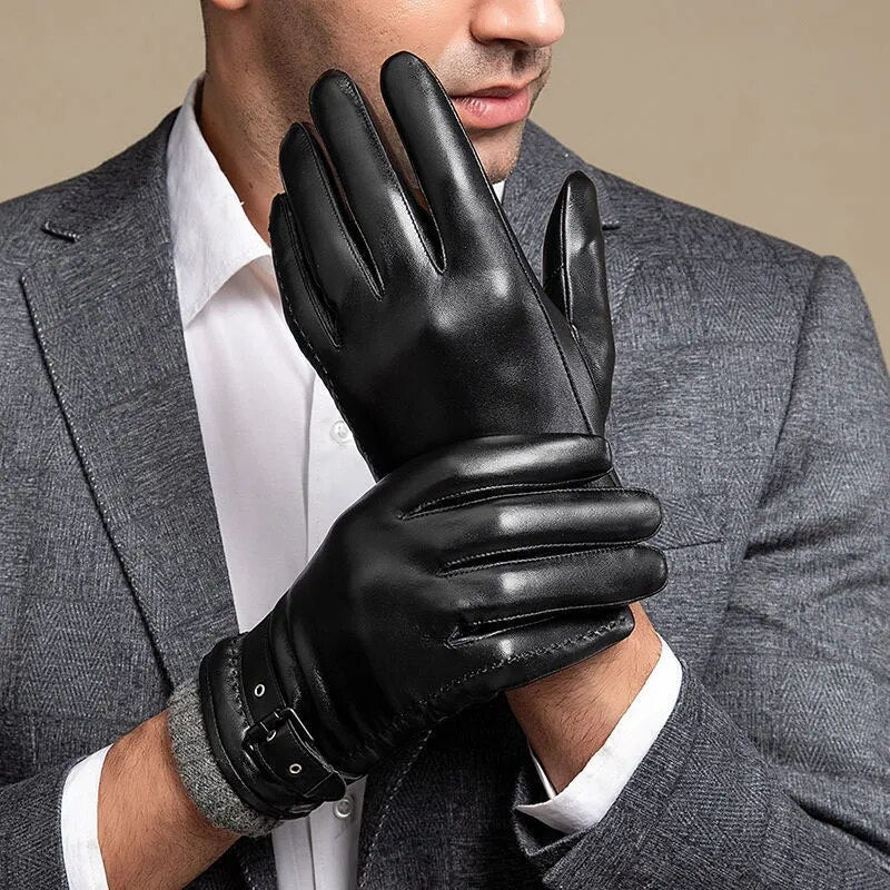 Gants en cuir pour homme avec doublure en cachemire
