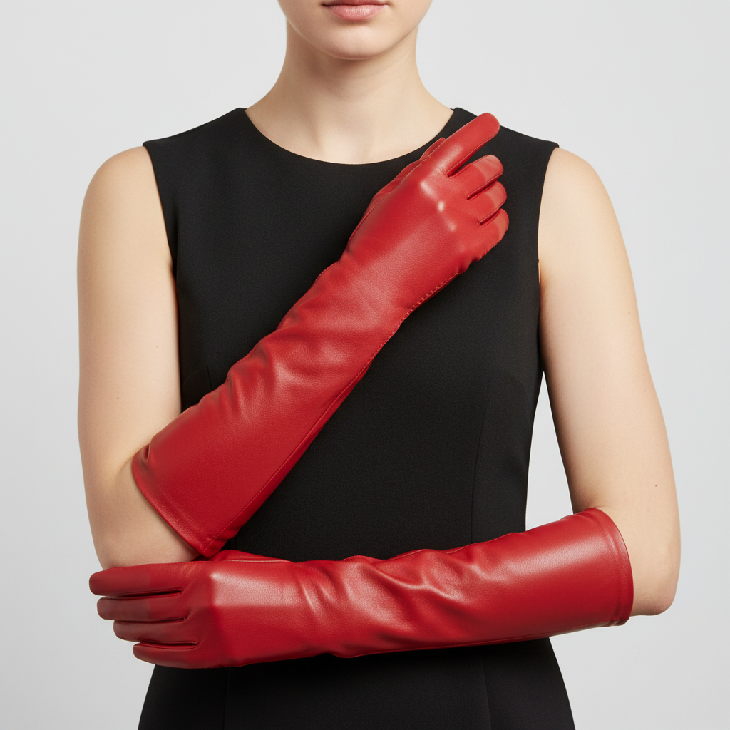Gants longs classiques en cuir véritable
