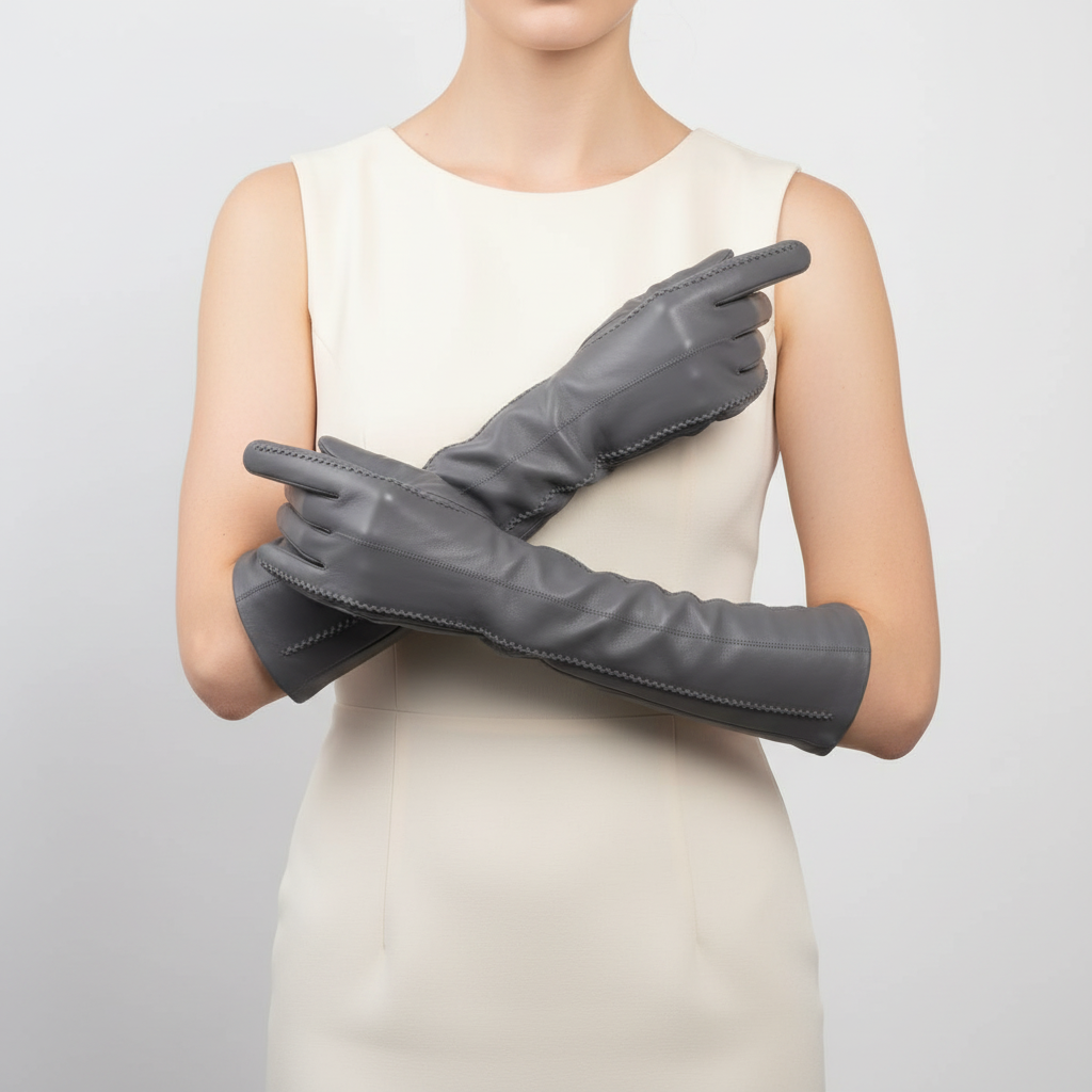 Gants longs classiques en cuir véritable