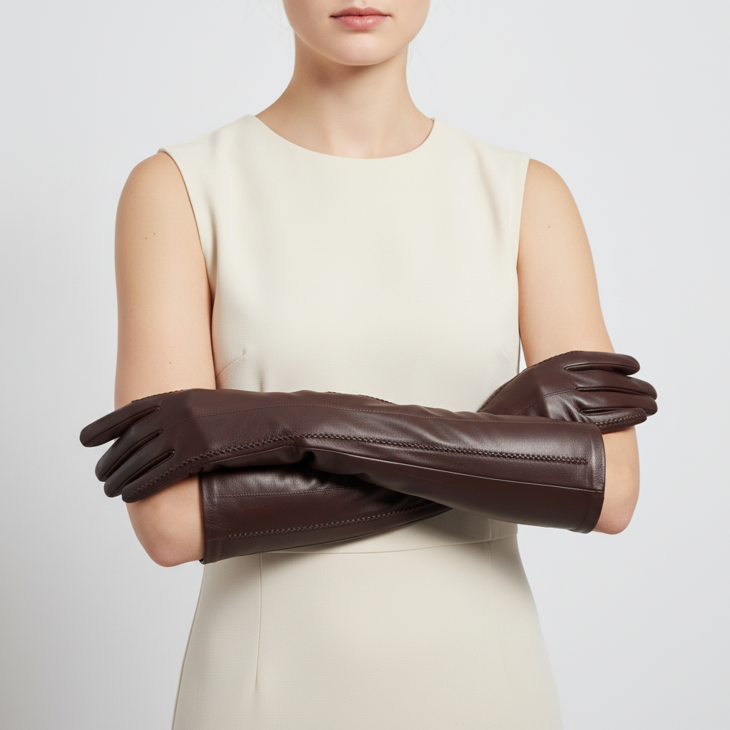 Gants longs classiques en cuir véritable