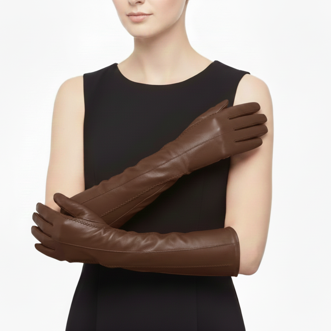 Gants longs classiques en cuir véritable