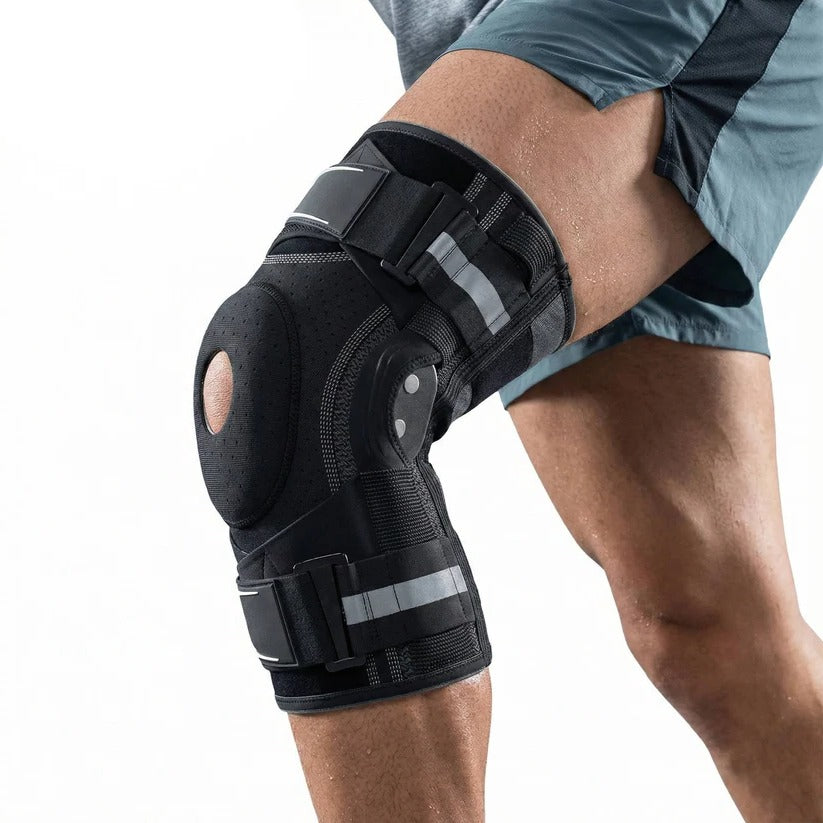 Genouillère de compression avec stabilisateurs latéraux pour la course et le basketball