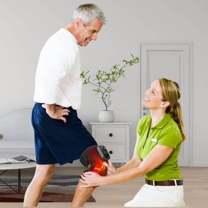 Genouillère de massage multifonctionnelle avec chaleur pour soulagement de la douleur et récupération