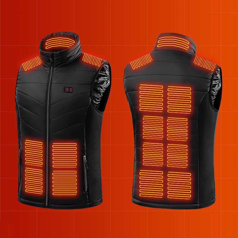 Gilet chauffant au graphène avec zones de chauffage rechargeables par USB - Noir