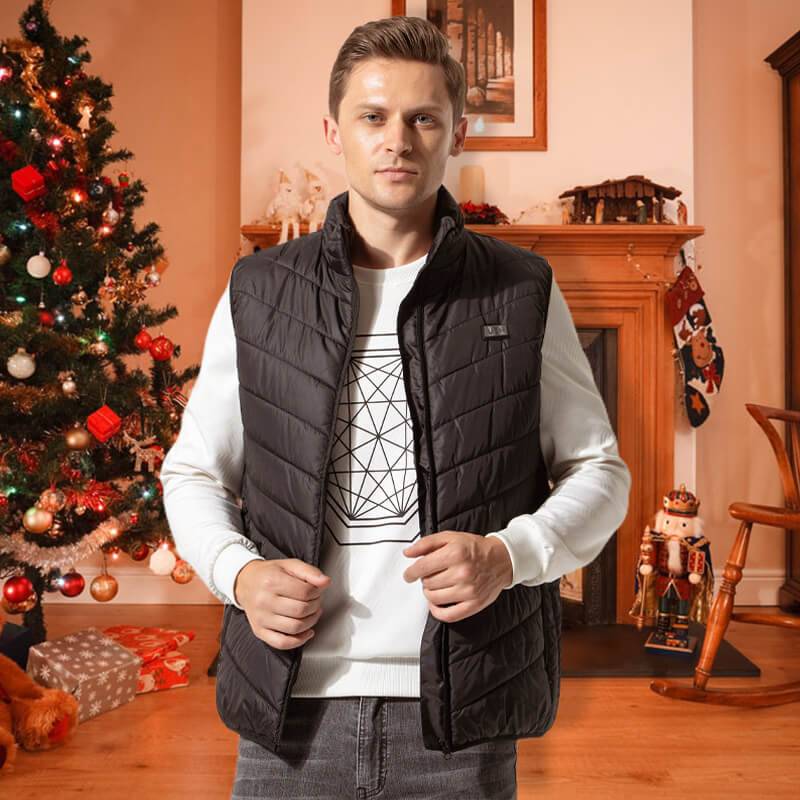 Gilet chauffant au graphène avec zones de chauffage rechargeables par USB - Noir