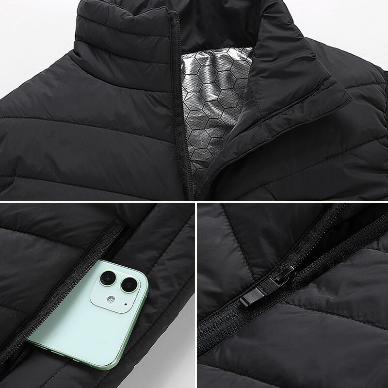 Gilet chauffant au graphène avec zones de chauffage rechargeables par USB - Noir