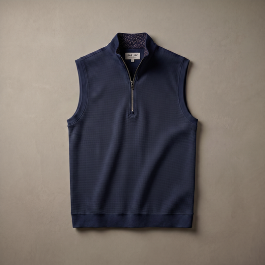 Gilet de golf extensible à col zippé pour homme | Vêtement technique coupe-vent et anti-transpiration