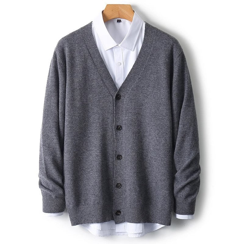 Gilet en maille à col en V et boutons pour homme