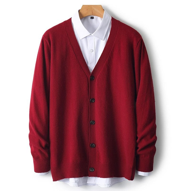 Gilet en maille à col en V et boutons pour homme