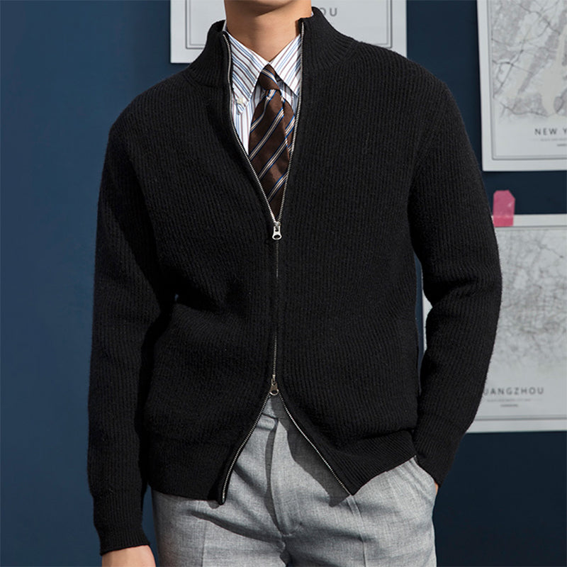 Gilet en maille côtelée pour homme avec fermeture éclair intégrale