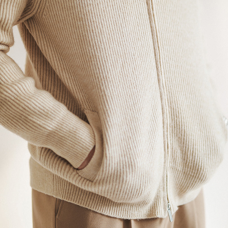 Gilet en maille côtelée pour homme avec fermeture éclair intégrale