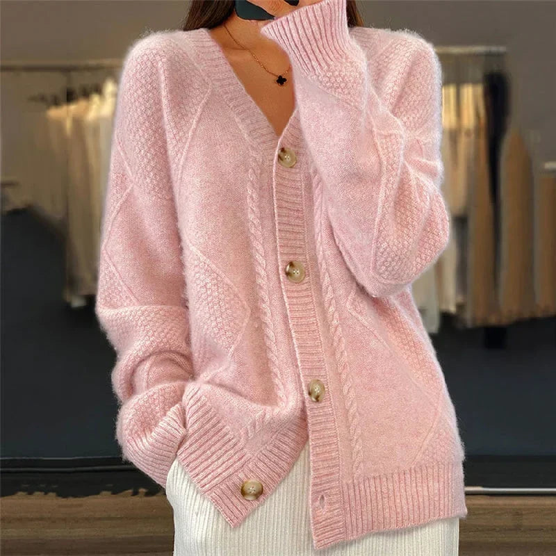 Gilet en maille pour femme à motif texturé et col en V