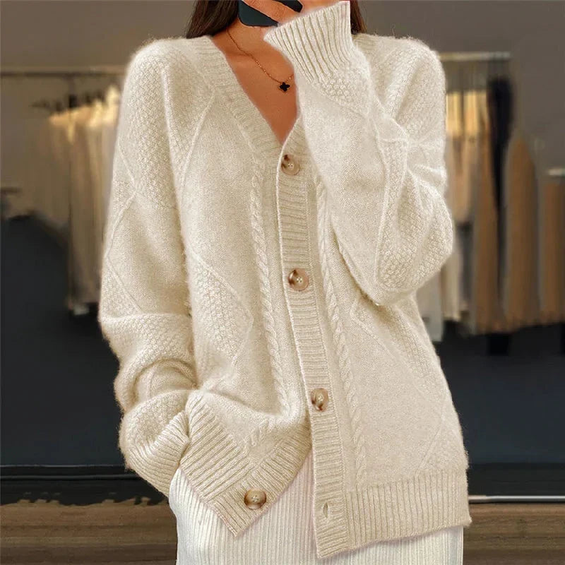 Gilet en maille pour femme à motif texturé et col en V