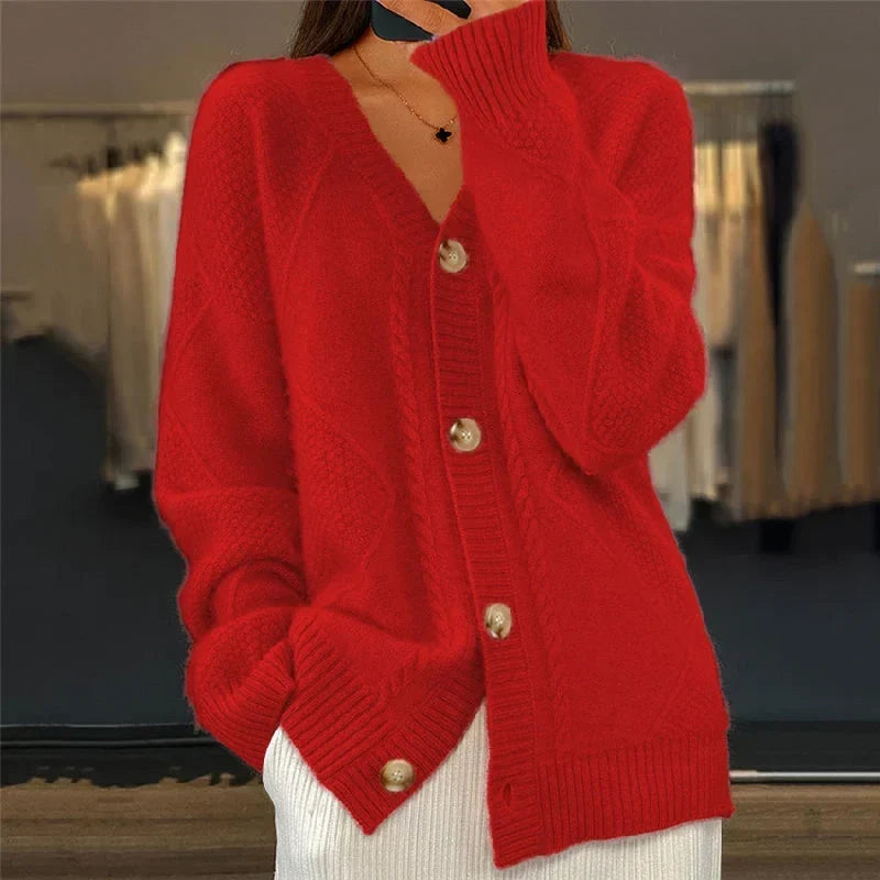 Gilet en maille pour femme à motif texturé et col en V