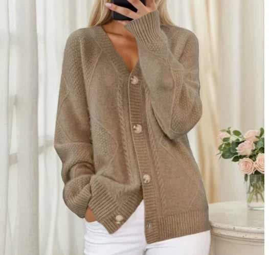 Gilet en maille pour femme à motif texturé et col en V