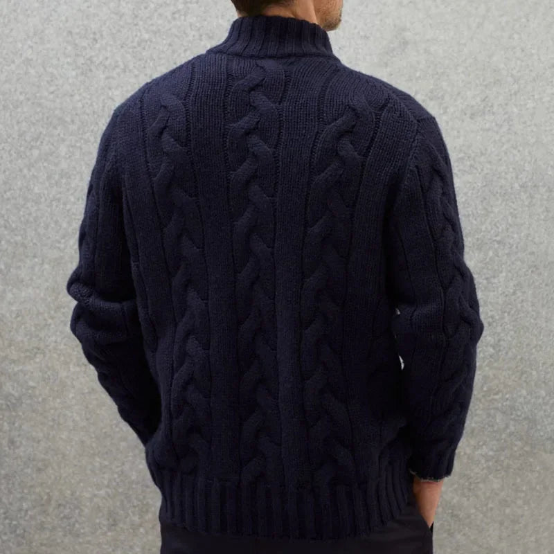 Gilet en maille torsadée à fermeture éclair pour homme