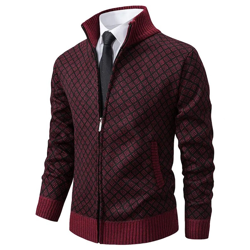 Gilet jacquard pour homme en tissu doux