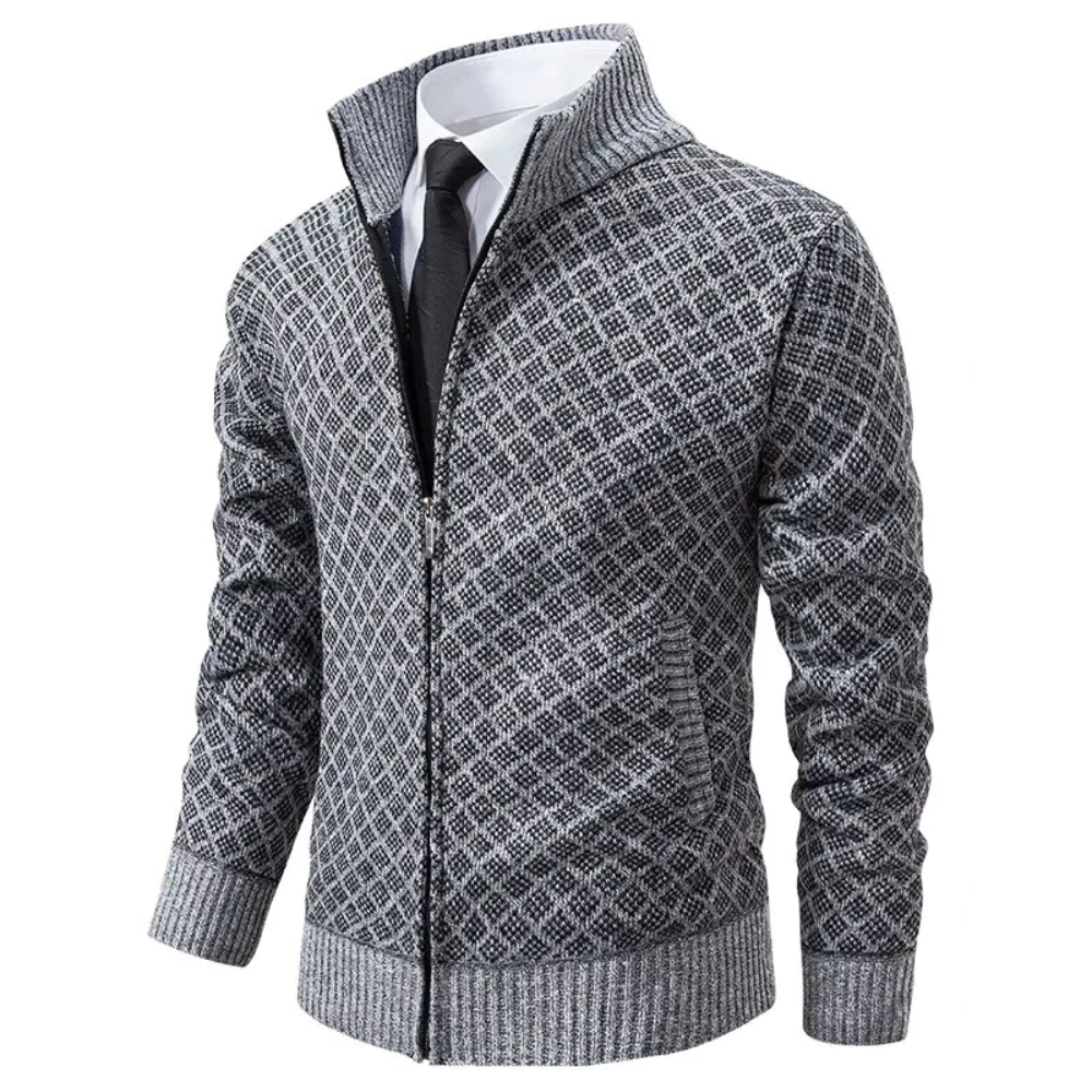 Gilet jacquard pour homme en tissu doux
