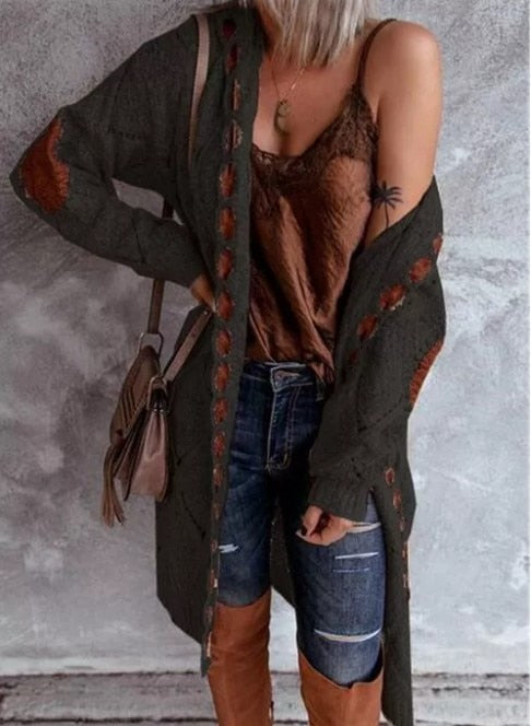 Gilet long élégant et confortable avec capuche