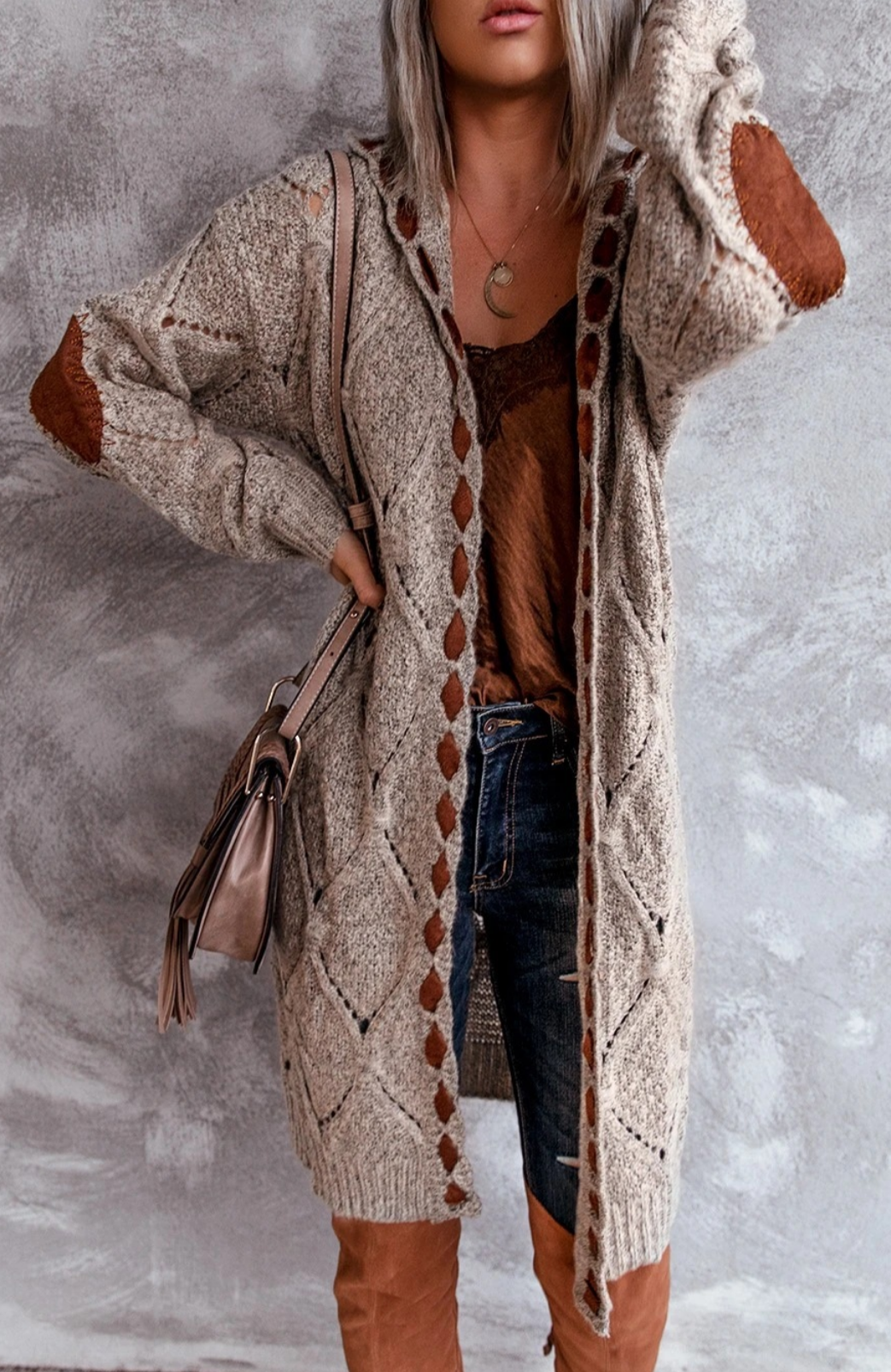 Gilet long élégant et confortable avec capuche