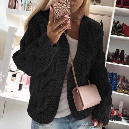 Gilet maille épaisse oversize ouvert pour femme