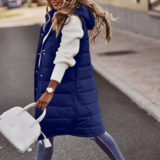 Gilet matelassé à capuche pour femme