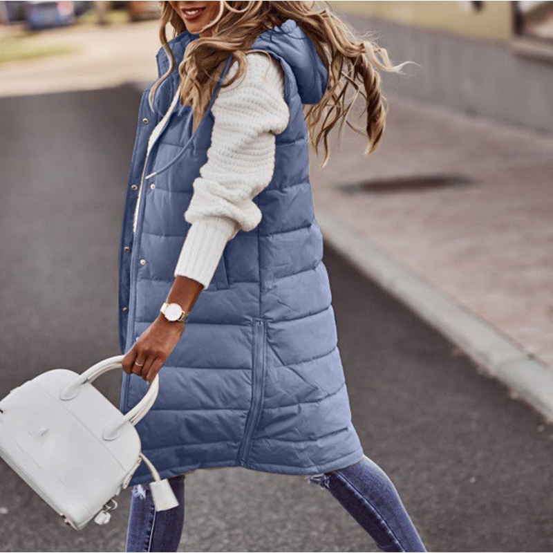 Gilet matelassé à capuche pour femme