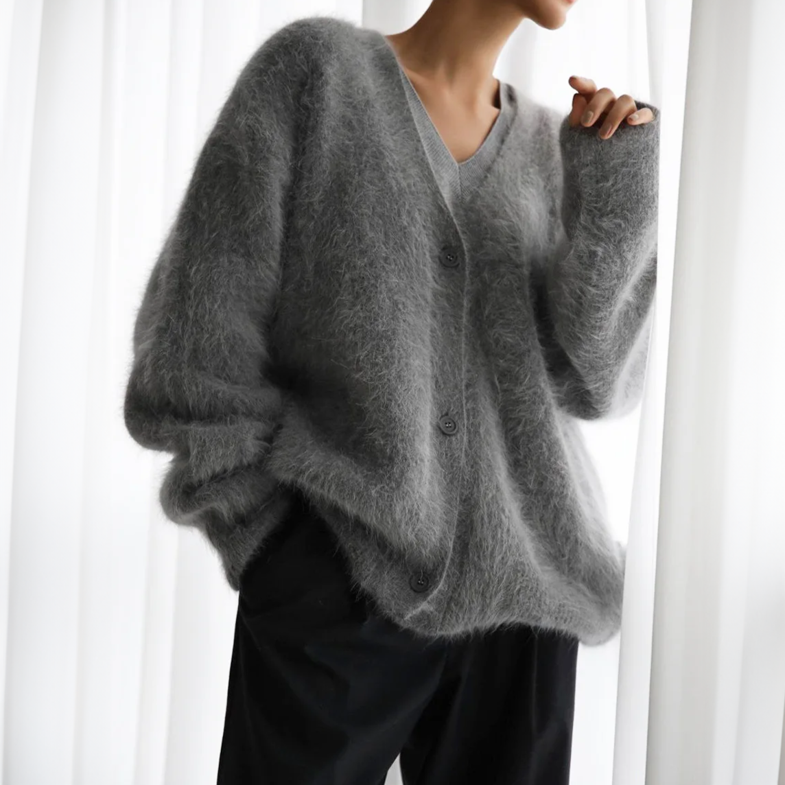 Gilet oversize à boutons pour femme