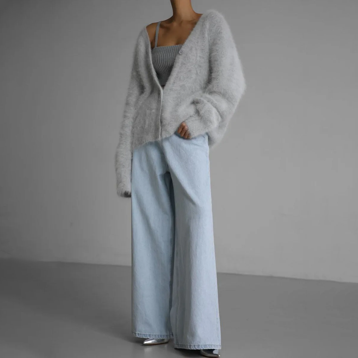 Gilet oversize à boutons pour femme