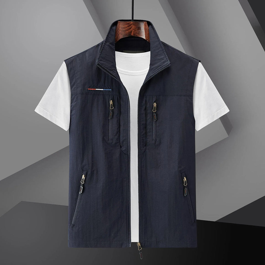 Gilet sans manches utilitaire de voyage d'été à multipoches