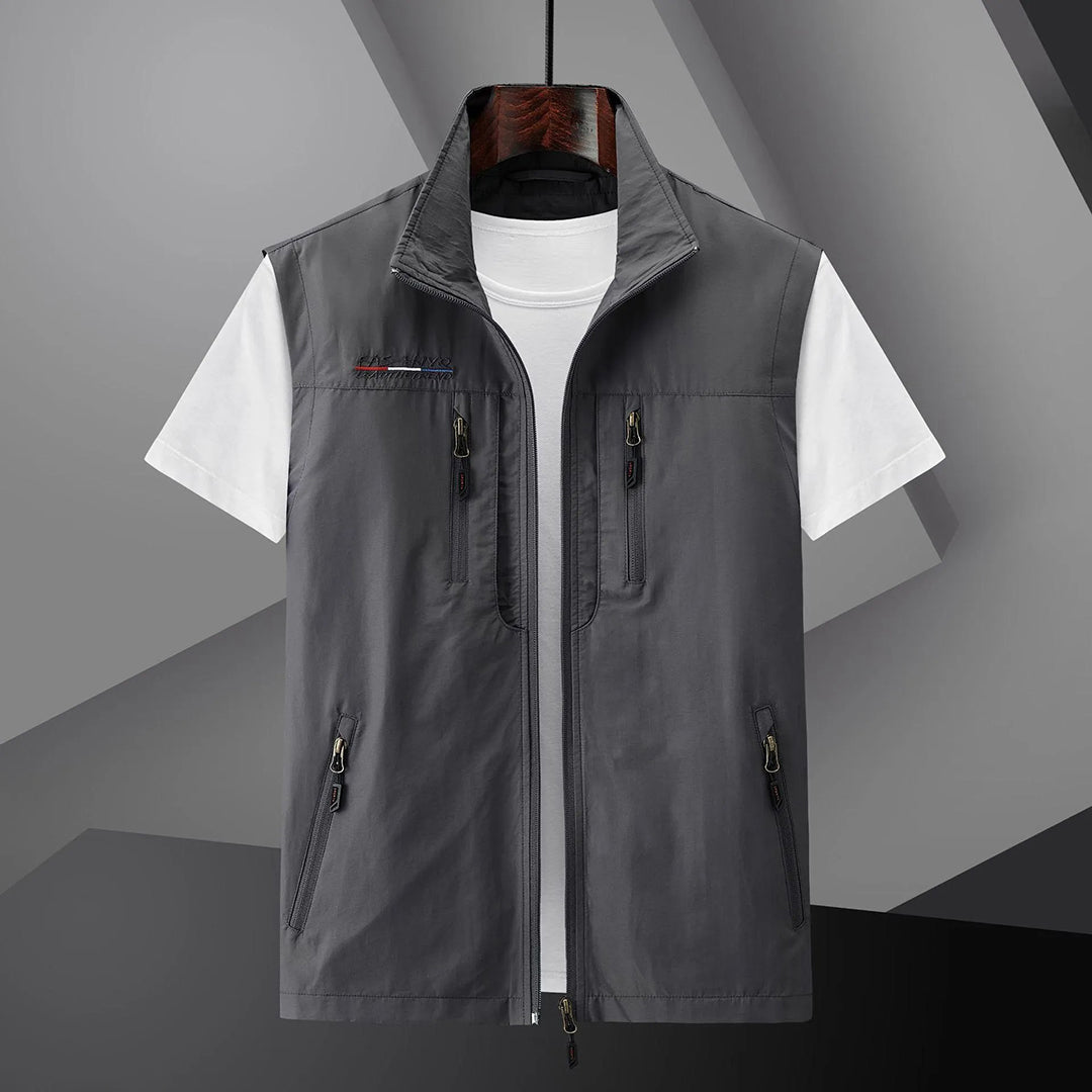 Gilet sans manches utilitaire de voyage d'été à multipoches