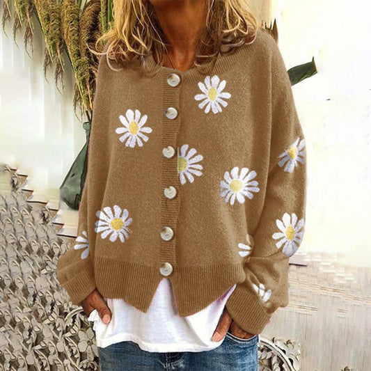 Gilet tricoté oversized pour femme avec boutons sur le devant