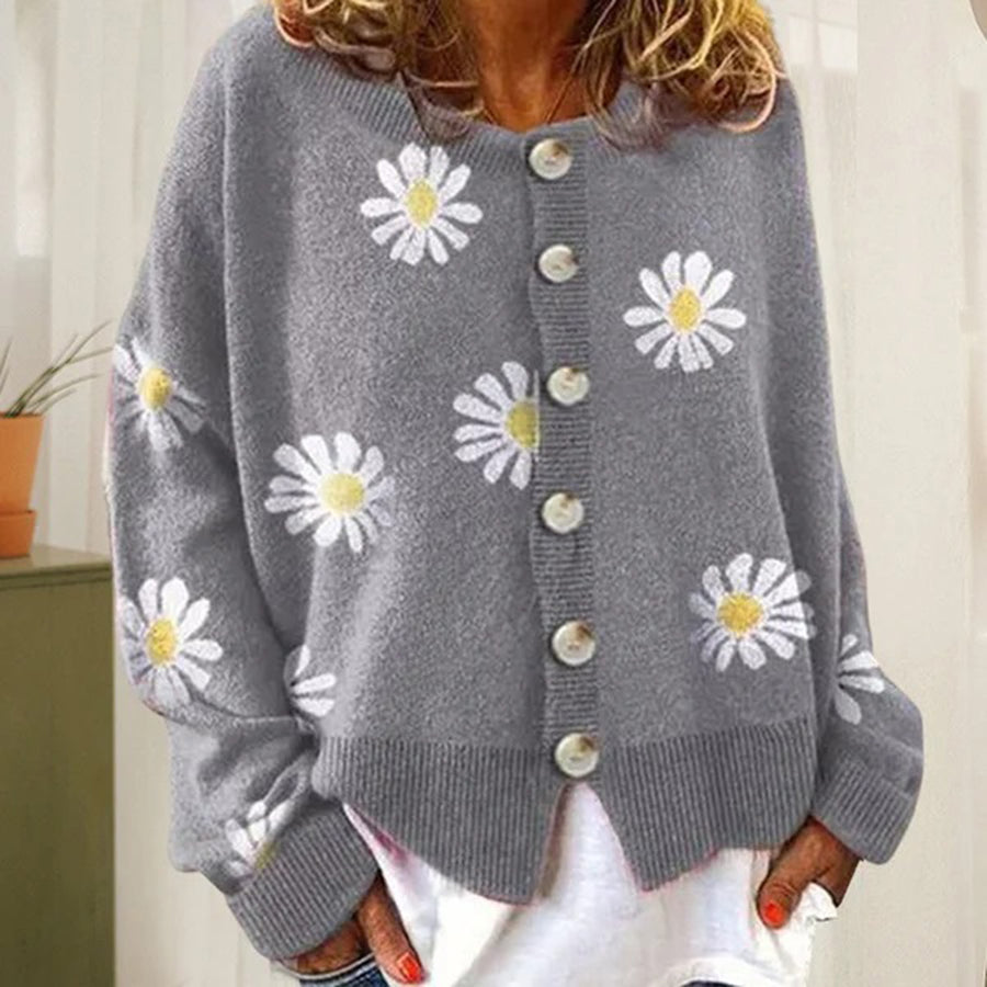Gilet tricoté oversized pour femme avec boutons sur le devant
