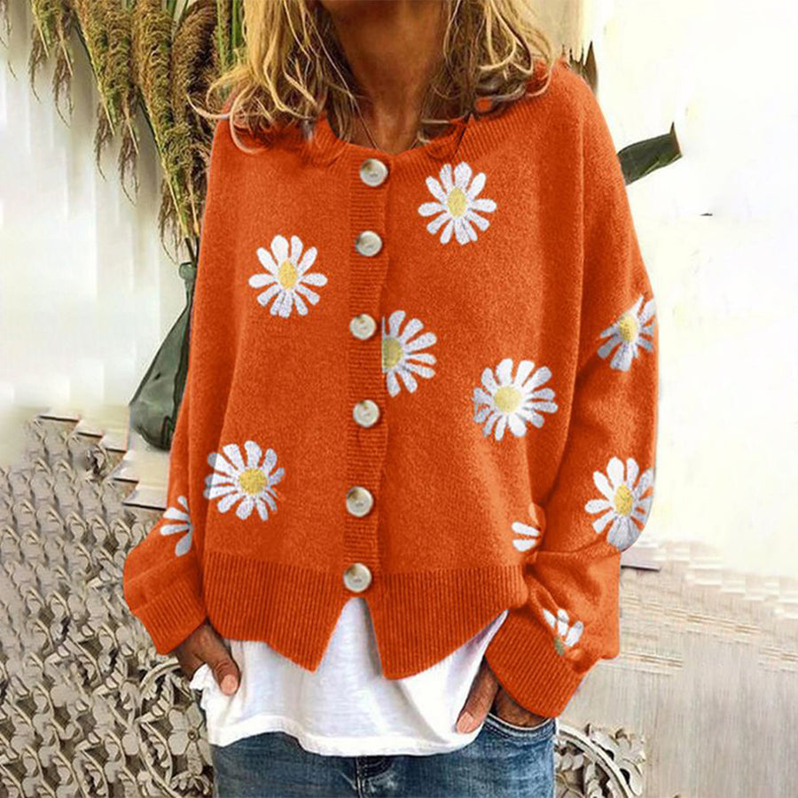 Gilet tricoté oversized pour femme avec boutons sur le devant