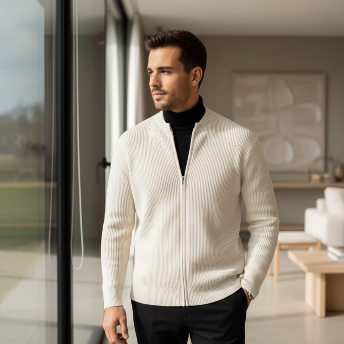 Gilet zippé en maille pour homme