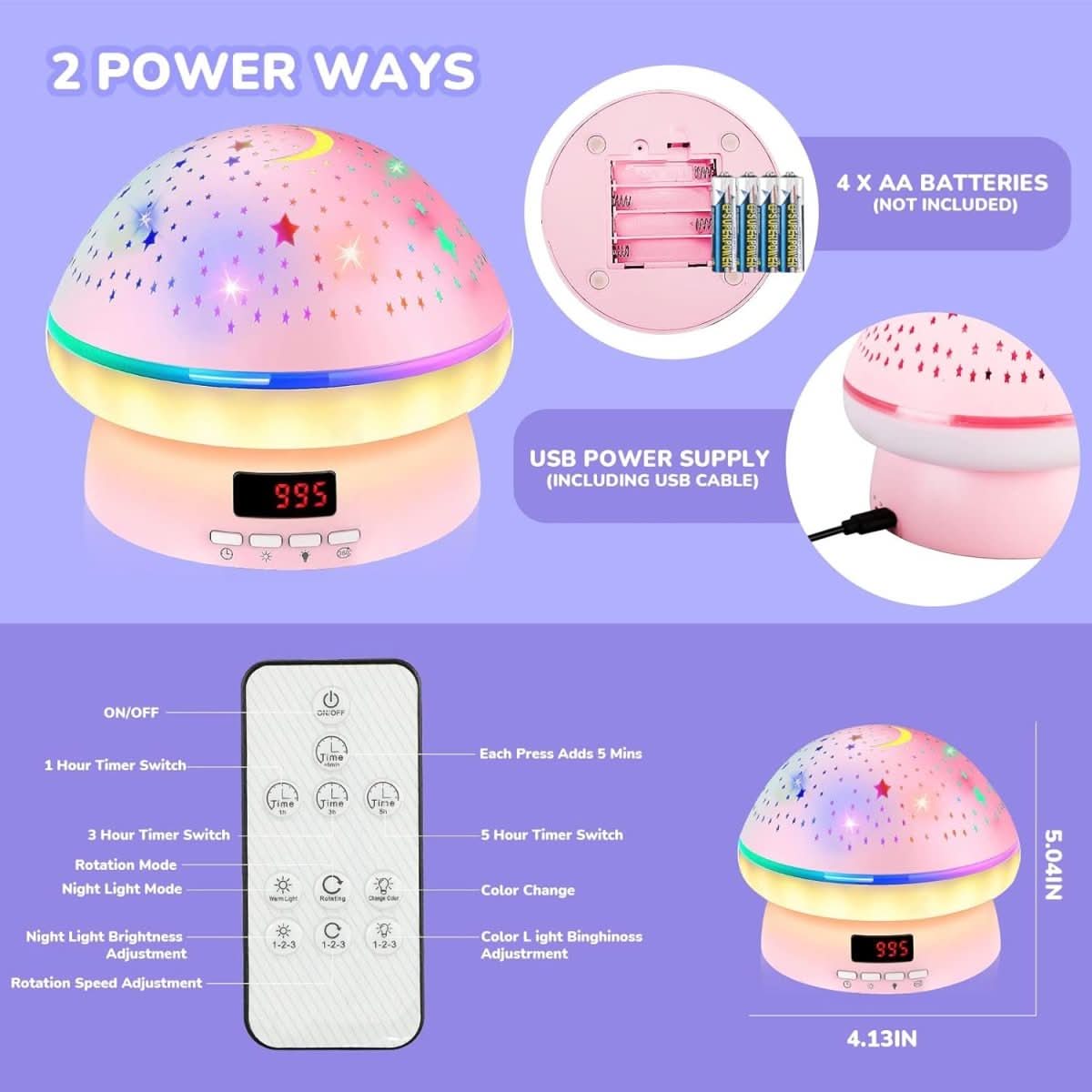 GLOWLIGHT – Magical Star Projector with 16 Colors & Timer Function
