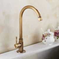 GOLDENSWAN – Robinet col de cygne en laiton antique pour cuisine et salle de bain