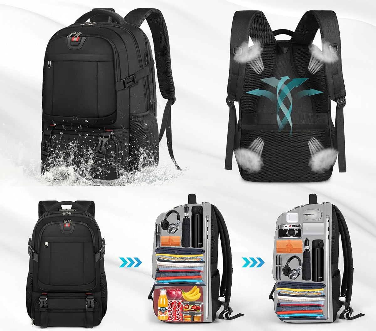 Grand sac à dos pour ordinateur portable avec compartiment isotherme et port de charge USB