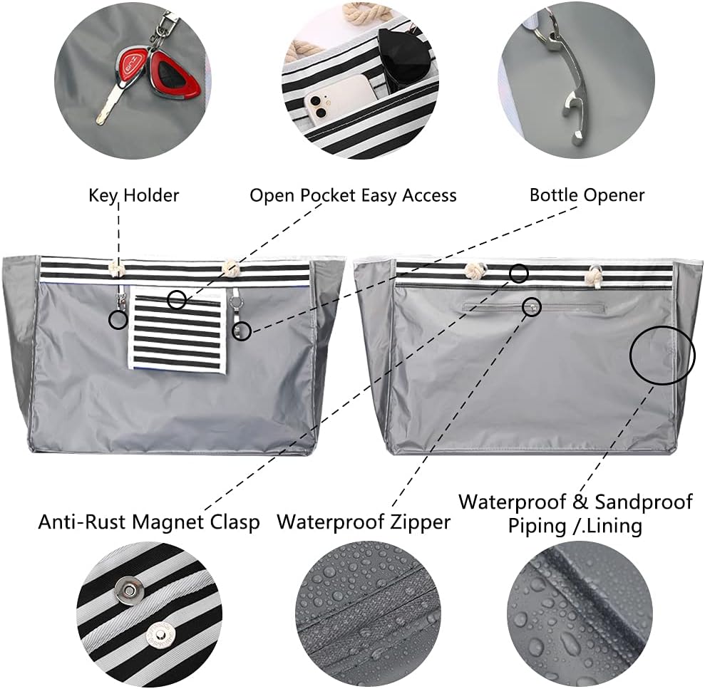 Grand sac de plage imperméable avec trousse de voyage supplémentaire