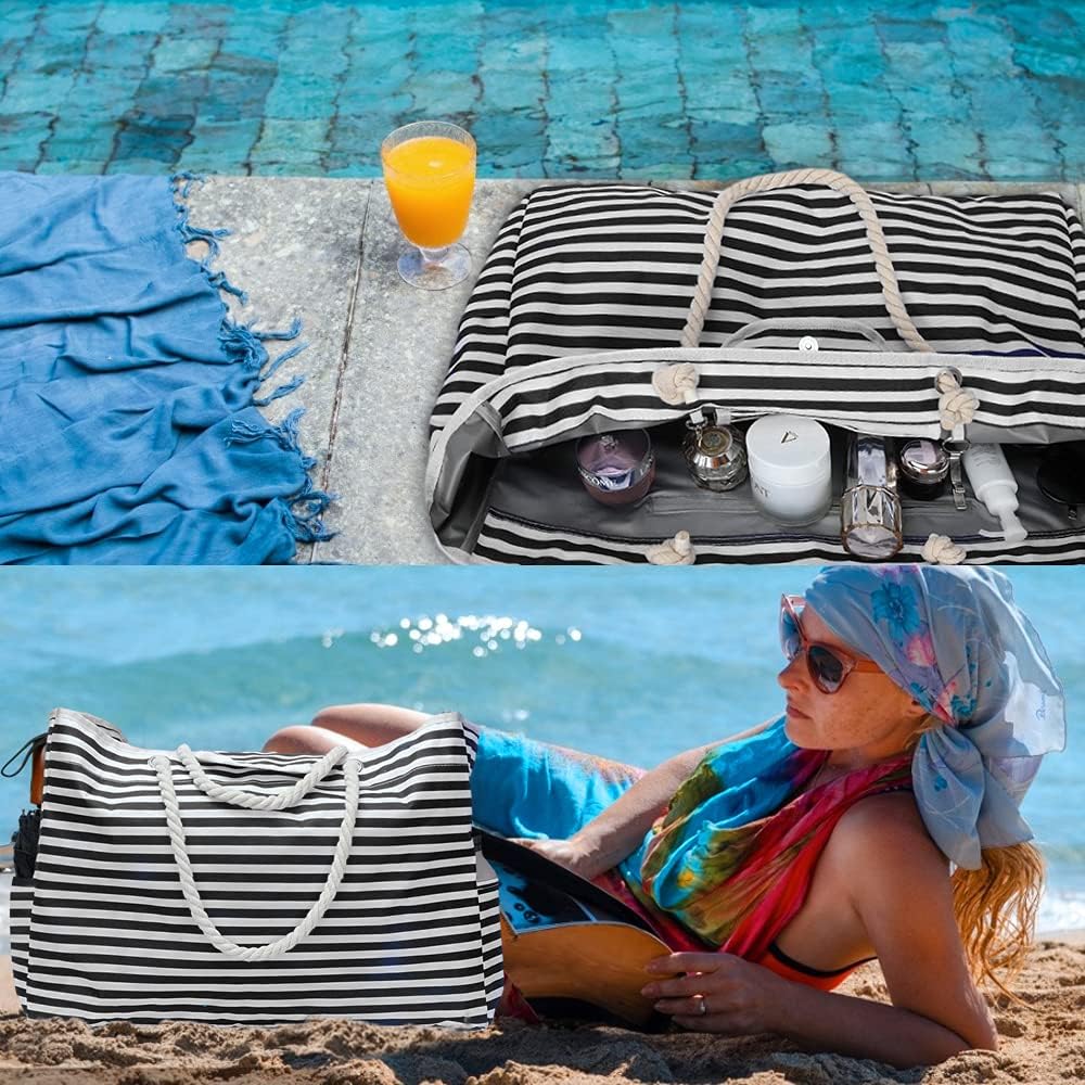 Grand sac de plage imperméable avec trousse de voyage supplémentaire