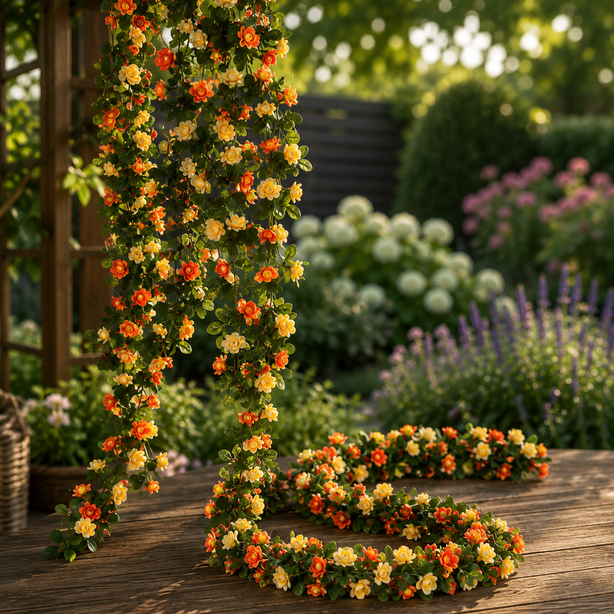 Guirlande de roses artificielles 230 cm, soie, 6 coloris, mariage et fête