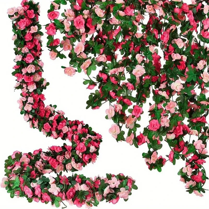Guirlande de roses artificielles 230 cm, soie, 6 coloris, mariage et fête