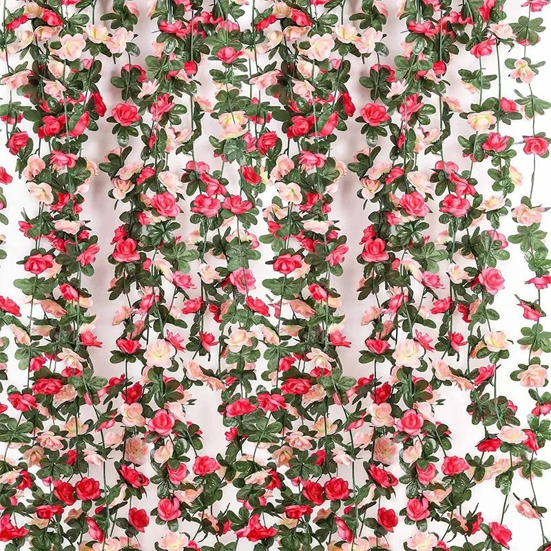 Guirlande de roses artificielles 230 cm, soie, 6 coloris, mariage et fête