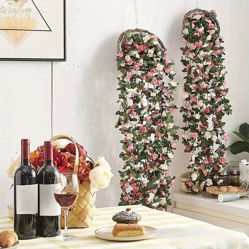 Guirlande de roses artificielles 230 cm, soie, 6 coloris, mariage et fête